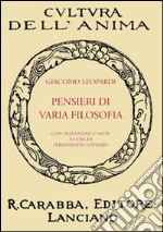 Pensieri di varia filosofia libro