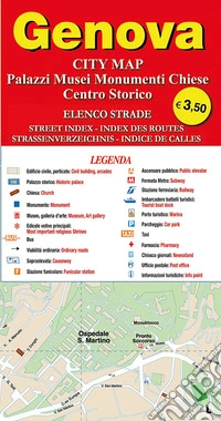 Genova. City map. Palazzi, musei, monumenti, chiese. Centro storico libro