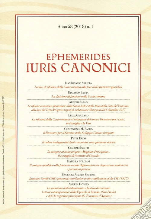 Ephemerides Iuris canonici (2018). Vol. 1