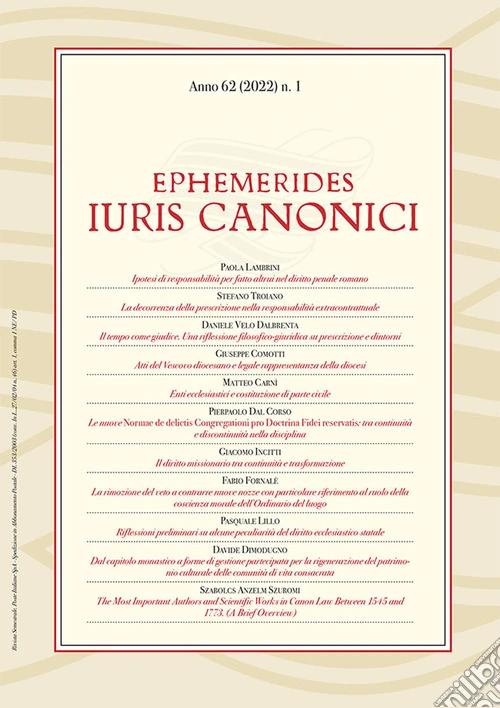 Ephemerides Iuris canonici (2022). Vol. 1