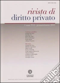 Rivista di diritto privato (2011). Vol. 1 libro