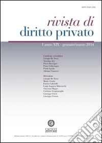 Rivista di diritto privato (2014). Vol. 1 libro