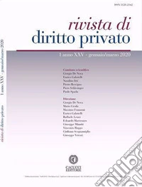 Rivista di diritto privato (2020). Vol. 1: Gennaio-marzo libro