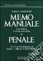 Memo manuale con schemi e tavole sinottiche di penale libro