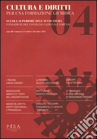 Cultura e diritti. Per una formazione giuridica (2014). Vol. 4 libro