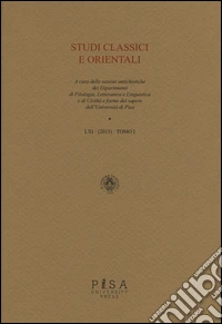 Studi classici e orientali (2015). Vol. 61/1