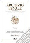 Archivio penale. Rivista quadrimestrale di diritto, procedura e legislazione penale, speciale, europea e comparata (2015). Vol. 3 libro