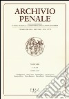 Archivio penale. Rivista quadrimestrale di diritto, procedura e legislazione penale, speciale, europea e comparata (2016). Vol. 1 libro