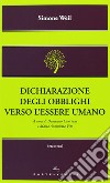 Dichiarazione degli obblighi verso l'essere umano libro di Weil Simone Canciani D. (cur.) Vito M. A. (cur.)