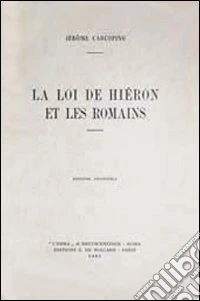 La loi de Hiéron et les romains (1914) libro