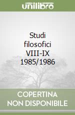 Studi filosofici VIII-IX 1985/1986 libro