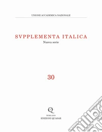 Supplementa Italica. Nuova serie (2018). Vol. 30 libro