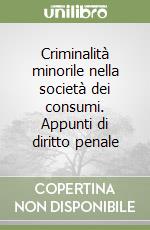 Criminalità minorile nella società dei consumi. Appunti di diritto penale libro