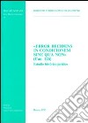 Error recidens in condicionem sine qua non (can. 126). Estudio histórico-jurídico libro