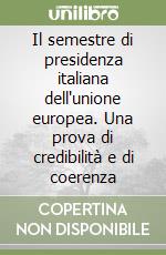 Il semestre di presidenza italiana dell'unione europea. Una prova di credibilità e di coerenza libro