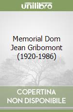 Memorial Dom Jean Gribomont (1920-1986) libro