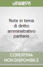 Note in tema di diritto amministrativo paritario libro