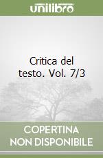 Critica del testo. Vol. 7/3 libro