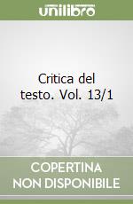 Critica del testo. Vol. 13/1 libro