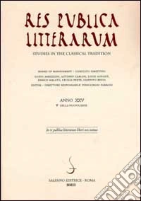 Res publica litterarum. Studies in the classical tradition. Vol. 25 libro