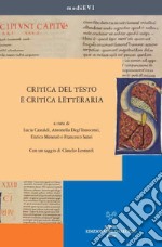 Critica del testo e critica letteraria libro