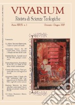 Vivarium. Rivista di scienze teologiche (2019). Vol. 1 libro