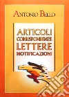 Articoli, corrispondenze, lettere, notificazioni libro