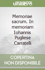 Memoriae sacrum. In memoriam Iohannis Pugliese Carratelli libro