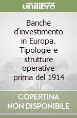 Banche d'investimento in Europa. Tipologie e strutture operative prima del 1914 libro