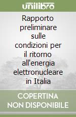 Rapporto preliminare sulle condizioni per il ritorno all'energia elettronucleare in Italia libro