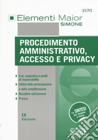 Procedimento amministrativo, accesso e privacy libro