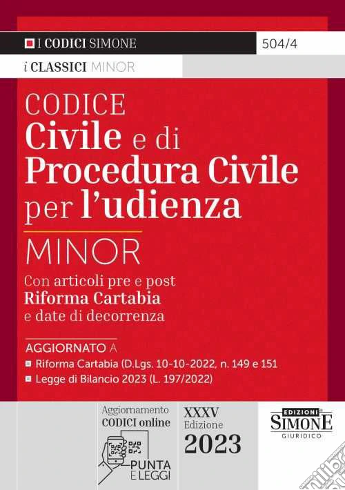 Codice civile e di procedura civile per l'udienza. Ediz. minor. Con QR-Code