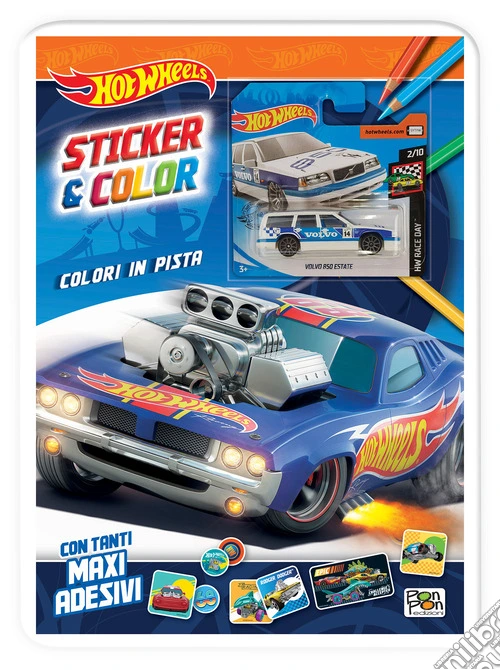 Colori in pista. Hot Wheels. Sticker & color. Ediz. a colori. Con macchinina