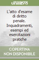 L'atto d'esame di diritto penale. Inquadramenti, esempi ed esercitazioni pratiche libro