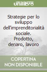 Strategie per lo sviluppo dell'imprenditorialità sociale. Prodotto, denaro, lavoro libro