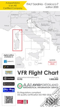 Avioportolano. VFR flight chart LI 7 Italy Sardinia-Corsica. ICAO annex 4 - EU-Regulations compliant. Ediz. italiana e inglese