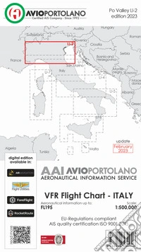 Avioportolano. VFR flight chart LI 2 Italy Po valley 2023. ICAO annex 4 - EU-Regulations compliant. Nuova ediz. libro