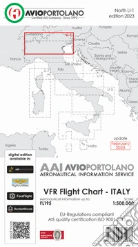 Avioportolano. VFR flight chart LI 1 Italy north. ICAO annex 4 - EU-Regulations compliant. Nuova ediz. libro