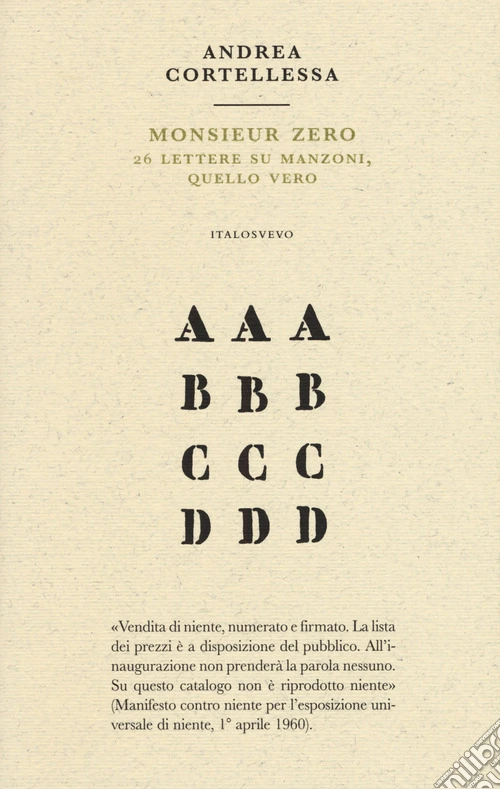 Monsieur zero. 26 lettere su Manzoni, quello vero