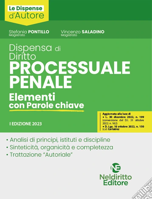 Dispensa di diritto processuale penale. Elementi con parole chiave