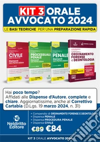 Speciale Orale Avvocato kit 3 dispense + 1 compendio (Penale, Ordinamento forense + Procedura penale + civile) libro