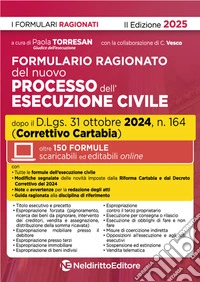 Formulario della esecuzione civile 2025 aggiornato al Decreto correttivo Cartabia 2024 D.Lgs. 31 ottobre 2024, n. 164 libro