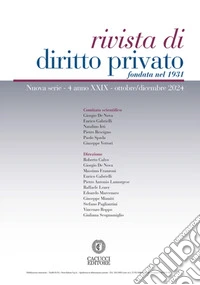 Rivista di diritto privato (2024). Nuova ediz.. Vol. 4: Ottobre/dicembre libro
