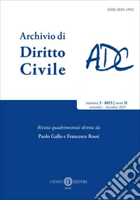 Rivista archivio di diritto civile (2025). Vol. 3 libro