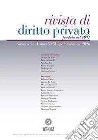 Rivista di diritto privato (2026). Vol. 1: Gennaio/marzo libro