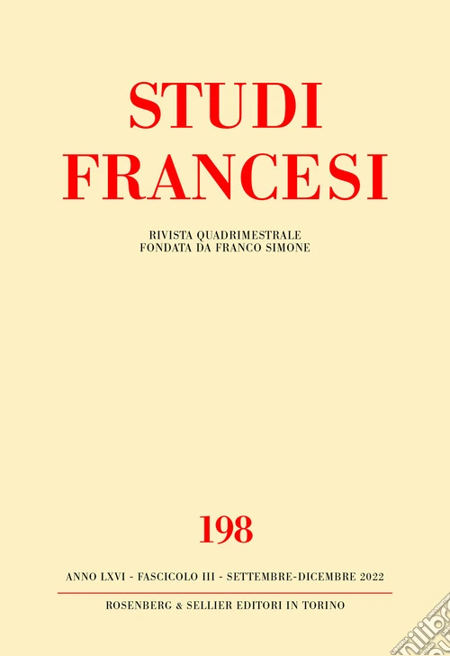 Studi francesi. Vol. 198