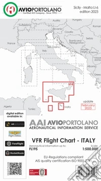 Avioportolano. VFR flight chart LI 6 Italy Sicily 2023. ICAO annex 4 - EU-Regulations compliant. Nuova ediz. libro