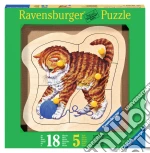 Baby puzzle in legno 5 pz - gattino giocherellone