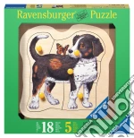 Baby puzzle in legno 5 pz - cagnolino e farfalla