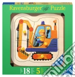 Baby puzzle in legno 5 pz - scavatrice gialla